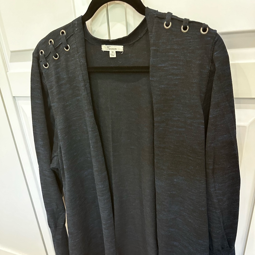 89th + Madison Long Navy Blue Cardigan 3x